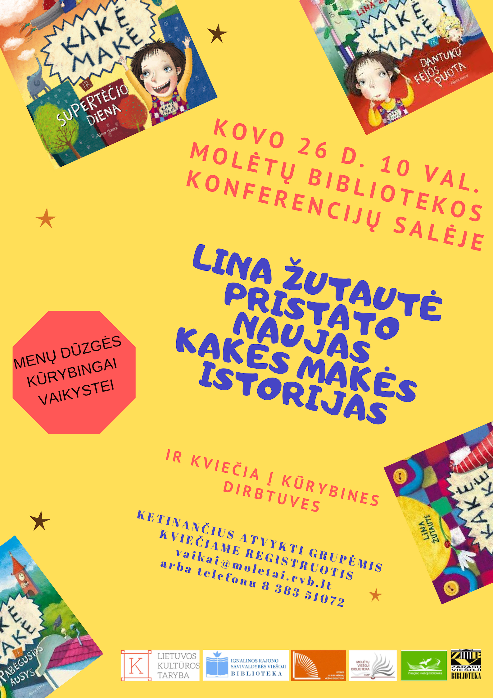 Susitikimas su Vaikų literatūros premijos laureate Lina Žutaute (Kakė Makė) ir kūrybinės dirbtuvės