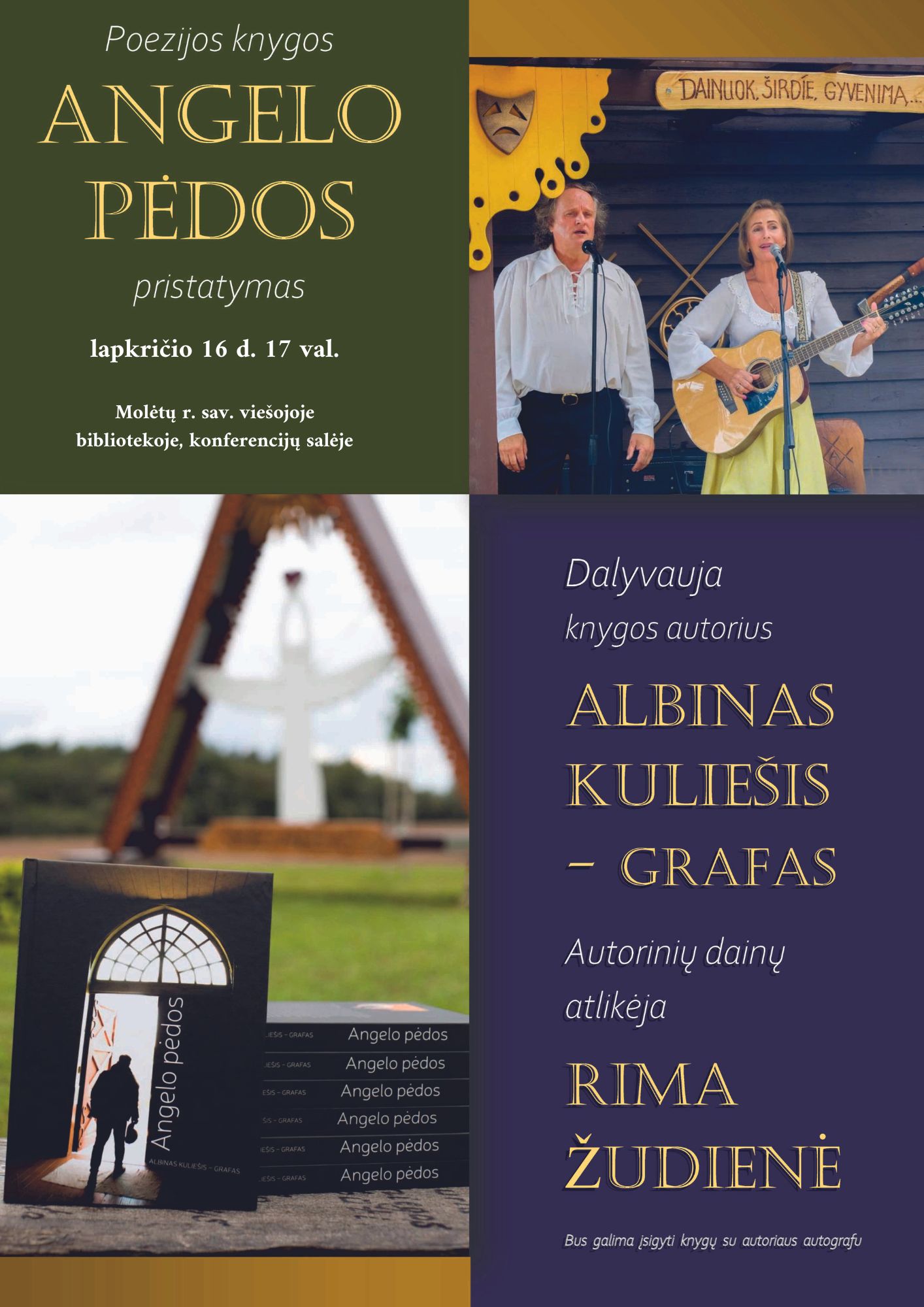 Poezijos ir muzikos vakaras: Albino Kuliešiaus knygos „Angelo pėdos“ pristatymas